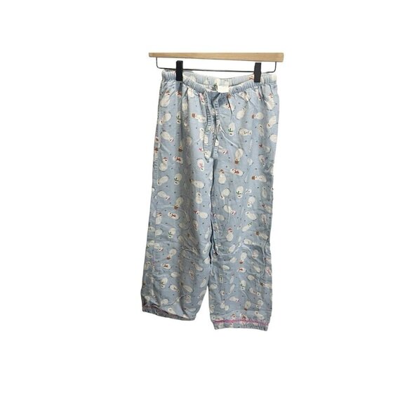 Old Navy Other - Old Navy Blue Snowman Fleece Pajama Pants XS Cropped Loungewear